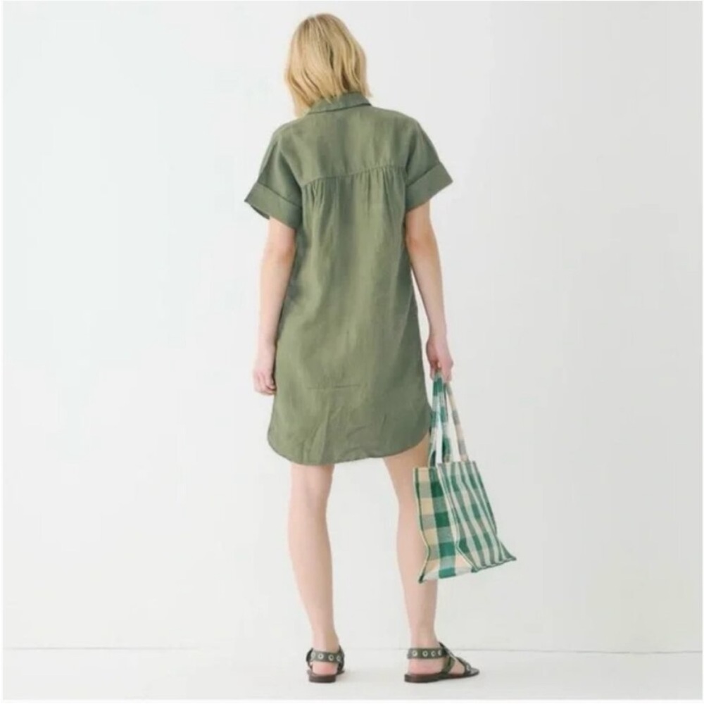 J. Crew Baird McNutt Irish linen shirt dress, green, medium tall - Picture 3 of 6